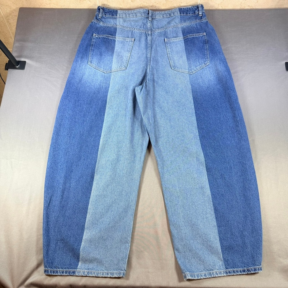 ASOS DESIGN Panelled Wide Leg Jeans Womens 14 Blue Two Tone Streetwear Casual - Picture 8 of 8